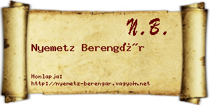 Nyemetz Berengár névjegykártya